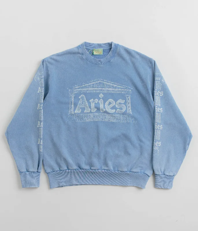 Sale Event Aries Aged Ancient Column Crewneck Sweatshirt - Pale Blue