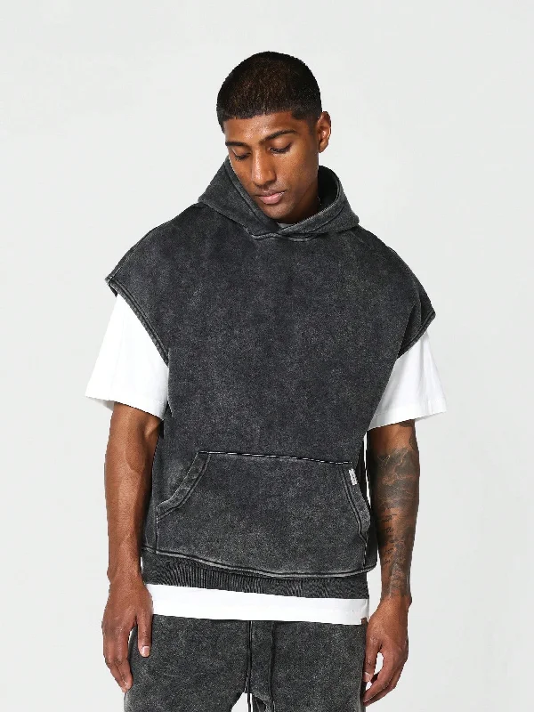 Weekend Discounts to Delight Overhead Sleeveless Washed Hoodie
