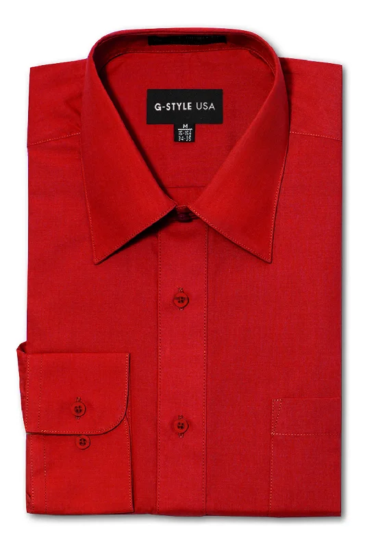 Weekend Offers That Delight Men's Basic Solid Color Button Up Dress Shirt (Red)