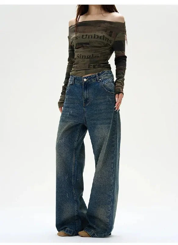 Year-End Sale Faded Cat Scratched Jeans