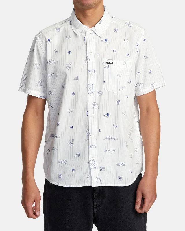 Today Only College Ruled Short Sleeve Shirt - Antique White