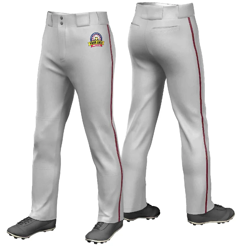 Year-End Clearance Custom Gray Crimson Classic Fit Stretch Practice Loose-fit Baseball Pants