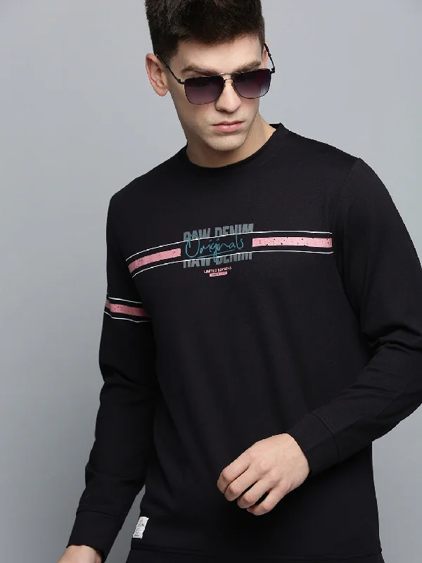 Mega Sale Men Black Printed Casual Sweatshirt