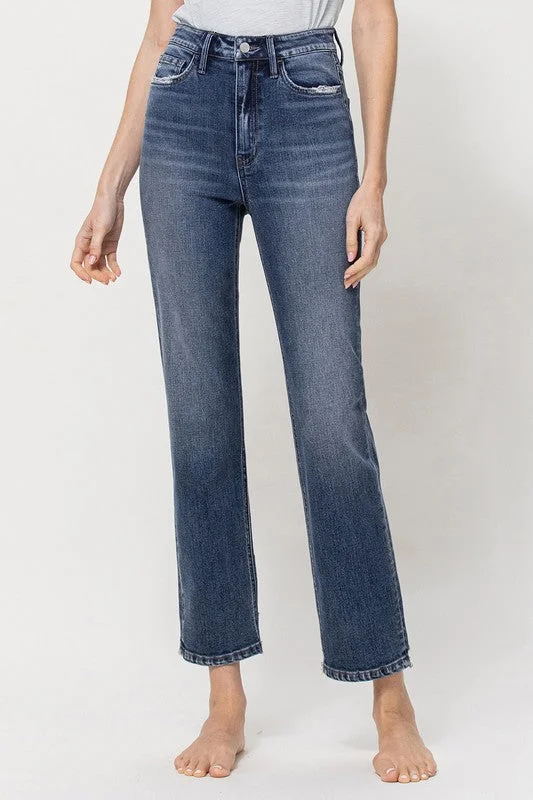 Now or Never Distressed High Rise Stretch Ankle Straight