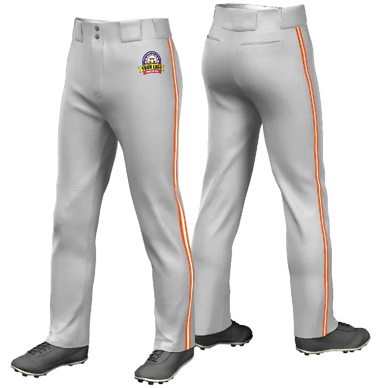 Instant Deal Custom Gray Orange White-Orange Classic Fit Stretch Practice Loose-fit Baseball Pants