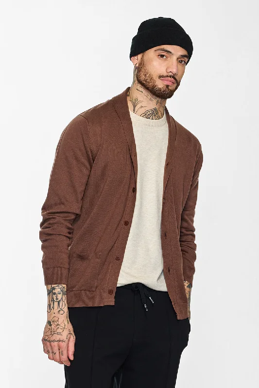 Exclusive Savings Core Lab Brown Shawl Neck Sweater