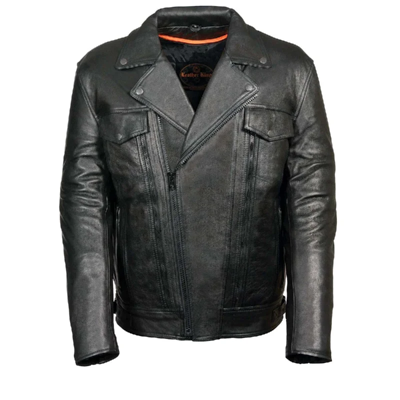 Online Only Milwaukee Leather ML1018 Men's Black Motorcycle Jacket with Utility Pockets