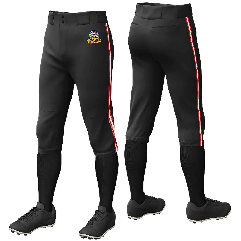 Extra Discount Custom Black Red White-Red Classic Fit Stretch Practice Knickers Baseball Pants Extra Discount Custom Black Red White-Red Classic Fit Stretch Practice Knickers Baseball Pants
