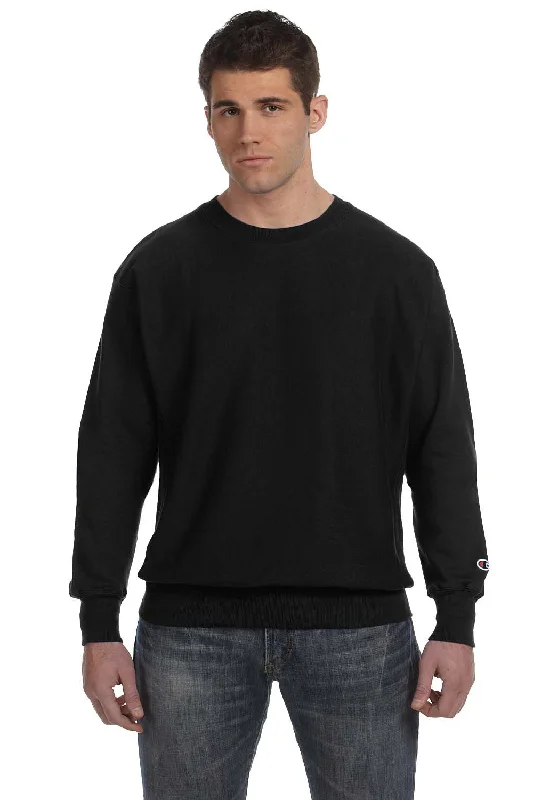 Hurry Up Champion Mens Shrink Resistant Crewneck Sweatshirt - Black