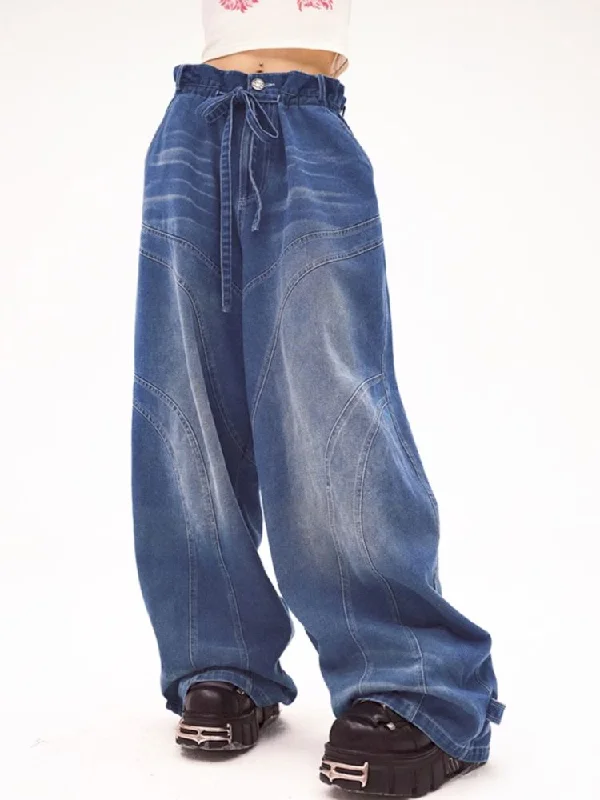 Bargain Prices Lace-up wide-leg jeans [s0000008225]