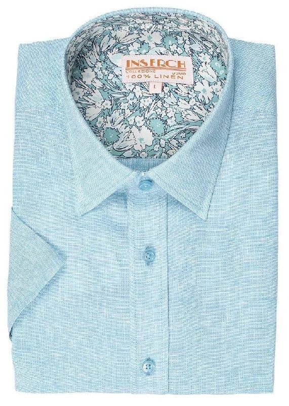 Buy More, Save More Men's Paradise Sky Short Sleeves Linen Shirt by Inserch