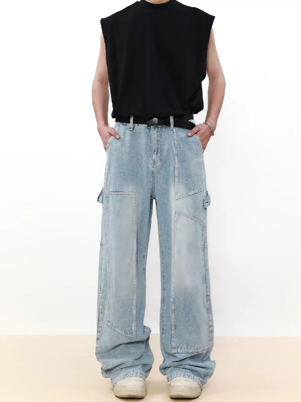 Today’s Deal Pararellogram Seams Faded Jeans