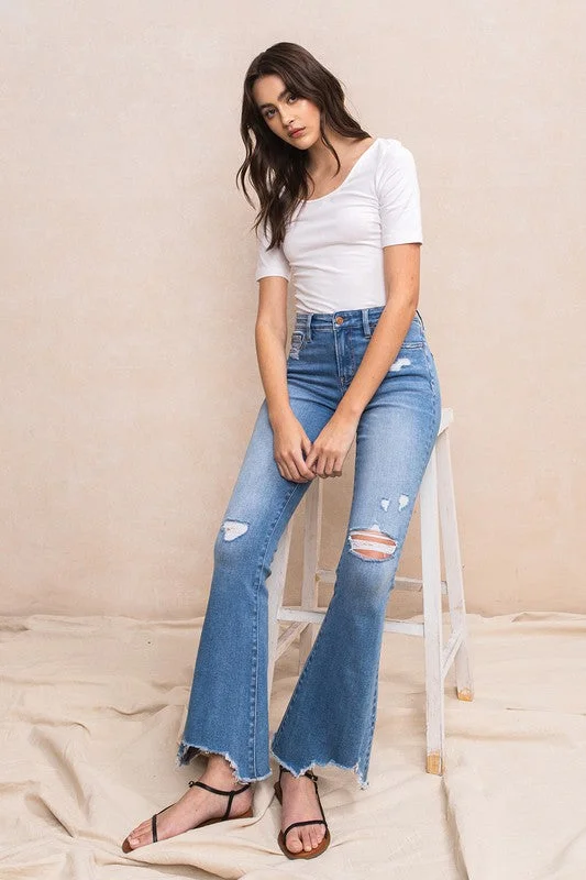 Super Sale Mid-Rise Flare with Hem Detail