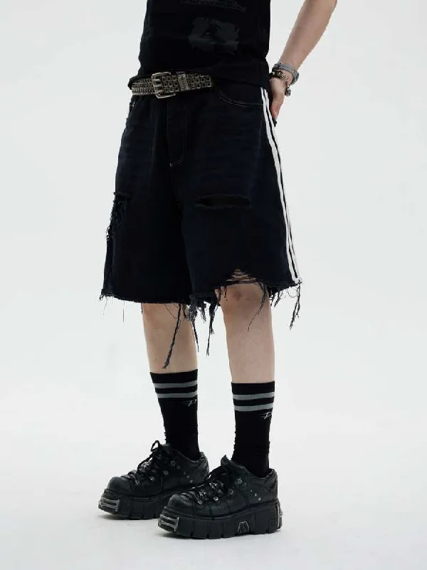 Midnight Sale Cut Off Side Line Half Denim Pants【s0000006758】