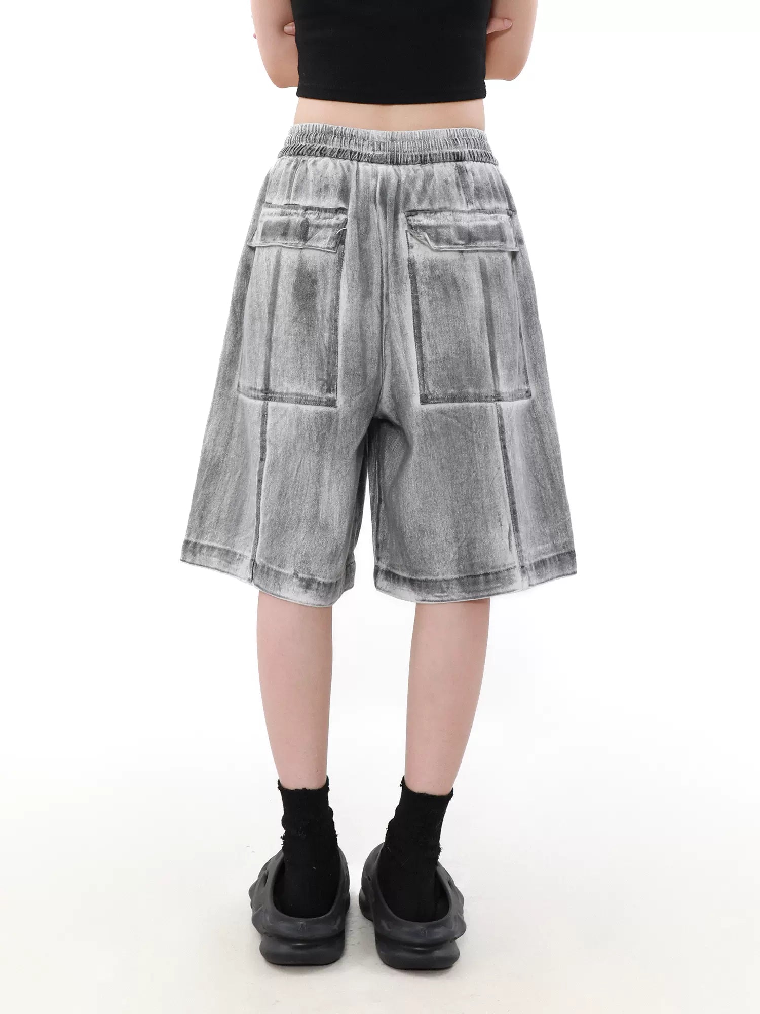 The Best Prices Charcoal Smudge Drawstring Shorts