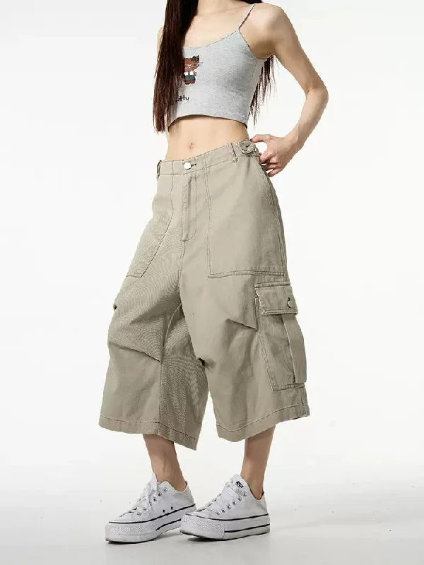 Weekend Discounts to Love Wide Cargo Denim Shorts