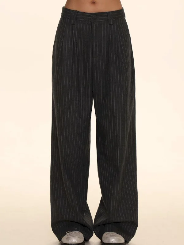 Weekend Bargains to Relish Weave vertical bar straight pants【s0000005997】