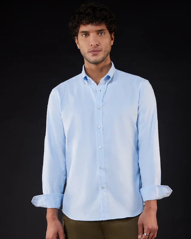 Huge Discounts Light Blue Washed Oxford Shirt