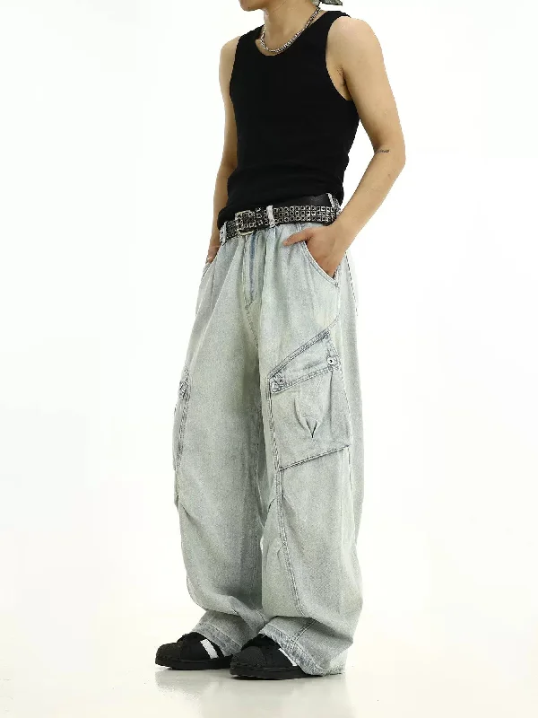 Time-Limited Offer Tilted Side Pockets Cargo Jeans