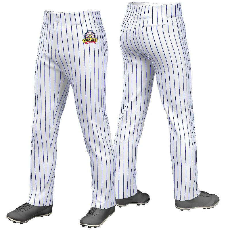 Lowest Prices Custom White Royal Pinstripe Fit Stretch Practice Loose-fit Baseball Pants