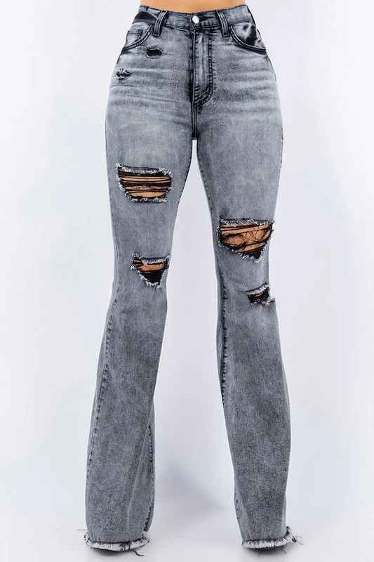 Act Fast Storm Bell Bottom Jean in Grey