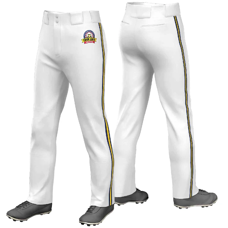 Weekend Shopping Bliss Custom White Navy Gold-Navy Classic Fit Stretch Practice Loose-fit Baseball Pants Weekend Shopping Bliss Custom White Navy Gold-Navy Classic Fit Stretch Practice Loose-fit Baseball Pants