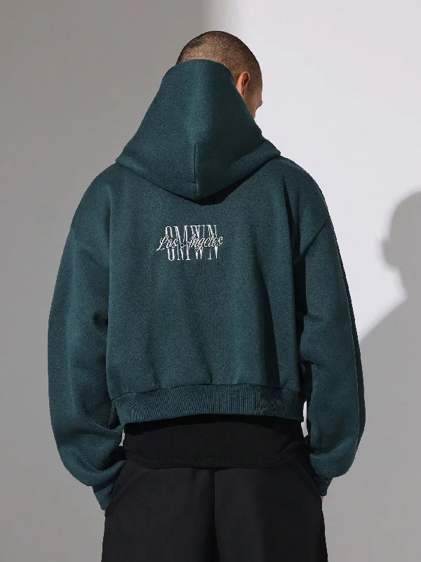 Fantastic Deals Crop Fit Zip-Up Hoodie With Embroidery Pattern