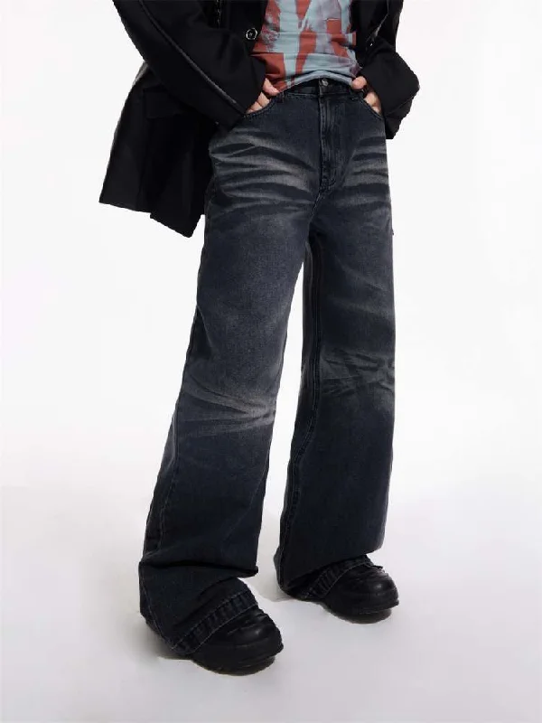 Today Only Wrinkle Processing Wide Washed Jeans [s0000006729]