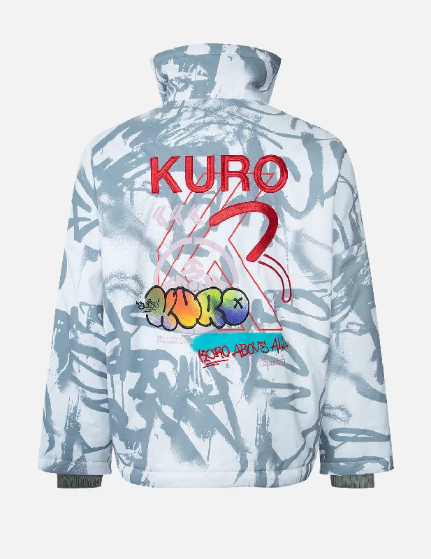 Time-Limited Offer Allover Graffiti Print Stand-Collar Padded Jacket