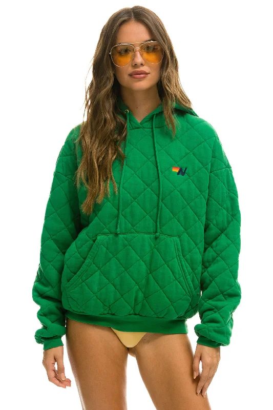 Take Action QUILTED RELAXED PULLOVER HOODIE - KELLY GREEN
