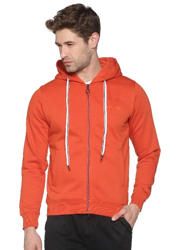 Discount Mania Men Solid Orange Sweatshirt
