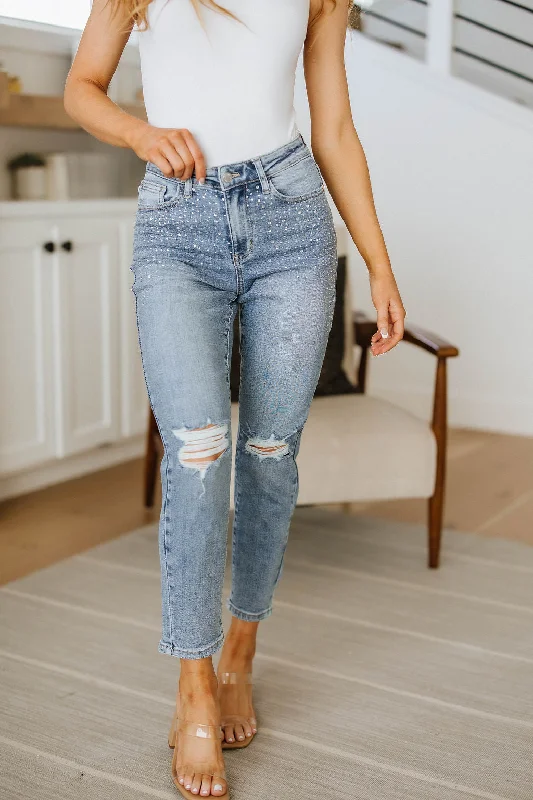 Weekend Discounts to Savor Reese Rhinestone Slim Fit Jeans