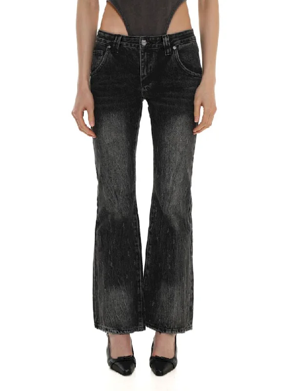 Weekend Specials You Can't Miss SLIM LOW WAIST DENIM FLARE PANTS [S0000008657]