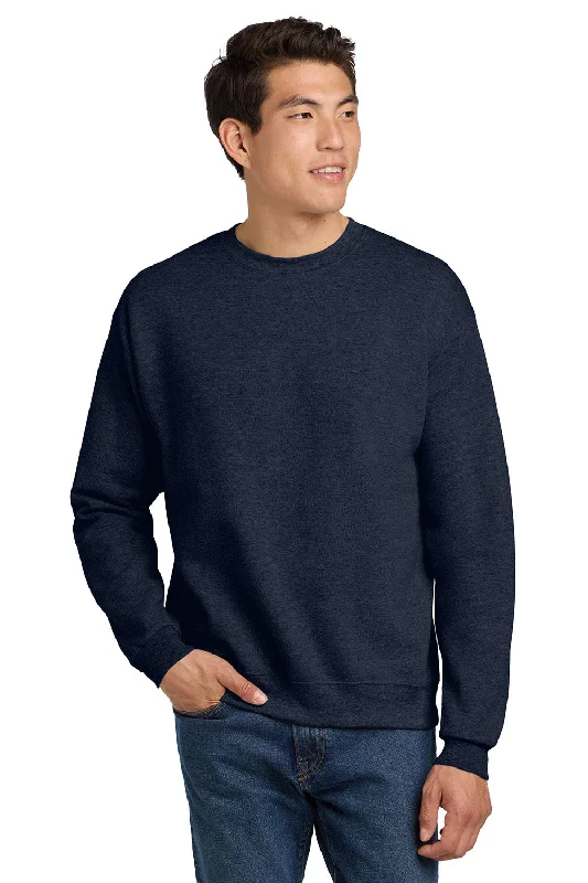 Can't Resist Hanes Mens EcoSmart Print Pro XP Pill Resistant Fleece Crewneck Sweatshirt - Heather Navy Blue