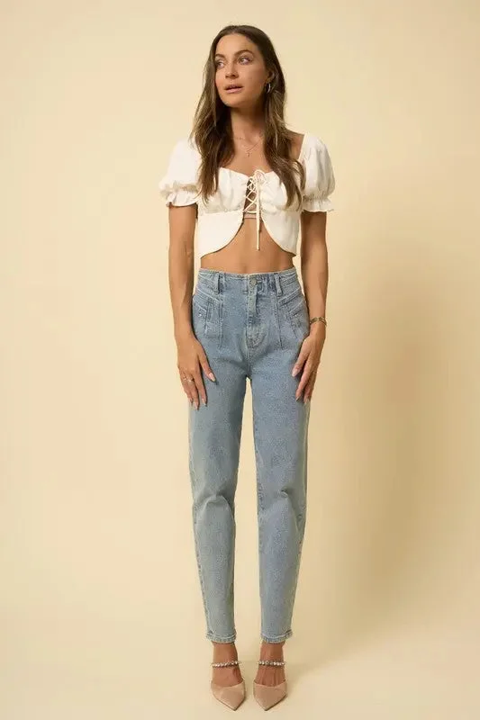 Weekend Deals That Sparkle High Waist Seamed Tapered Jeans