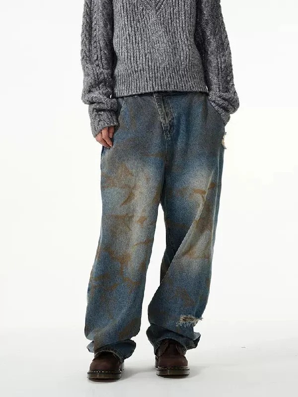 Best Bargains Rust Smudges Loose Jeans