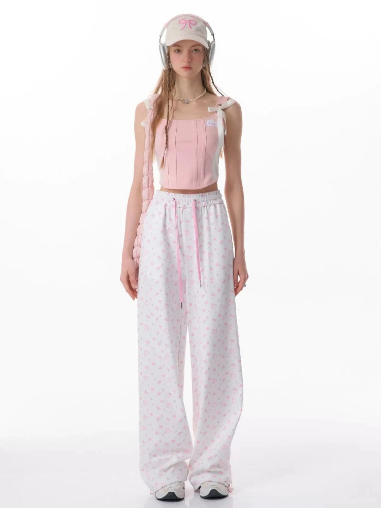 Flash Sale Rabbit floral pink casual pants【s0000007836】