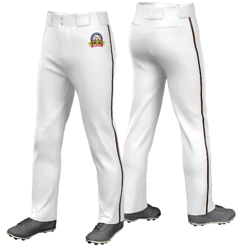 Weekend Bargains to Indulge In Custom White Brown Classic Fit Stretch Practice Loose-fit Baseball Pants