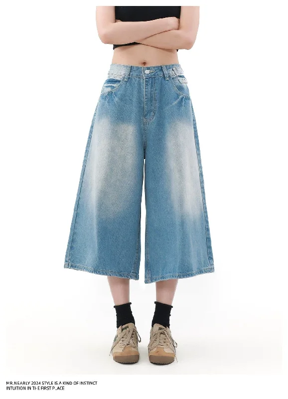 Deal Alert Faded Lightning Crack Denim Shorts