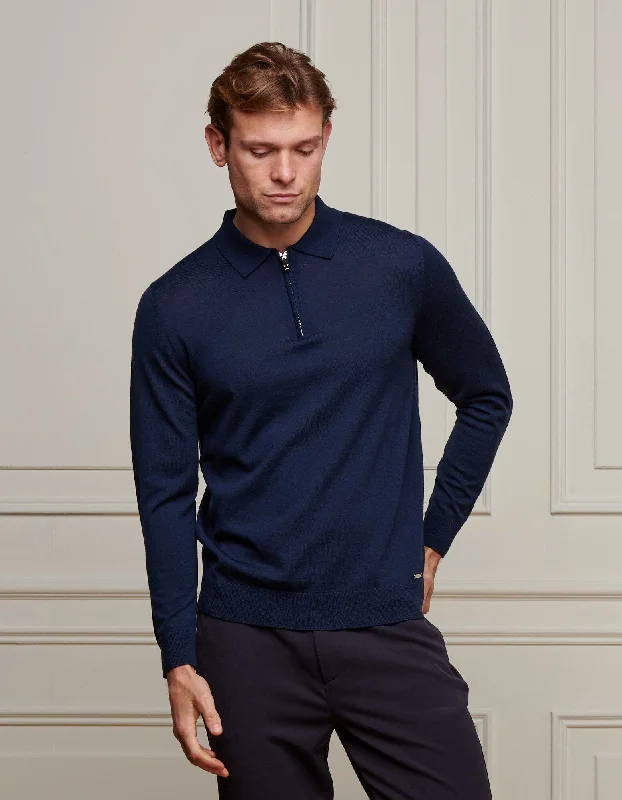 Best Bargains Navy 1/4 Zip L/S Polo