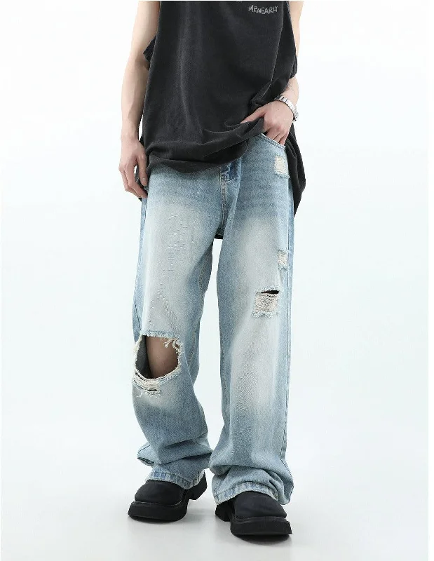 Exclusive Savings Washed Frayed Cut Out Jeans