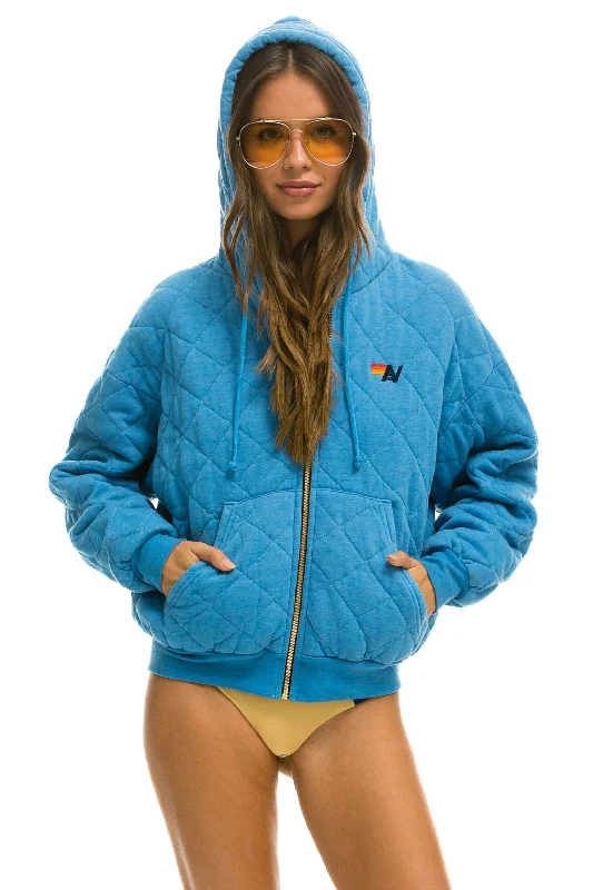 Reduced Prices QUILTED ZIP HOODIE RELAXED - OCEAN