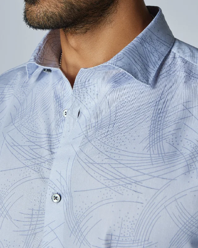 Don't Wait Light Blue Abstract Printed Shirt