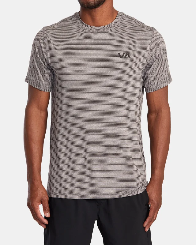 Don’t Miss Out Sport Vent Stripe Technical Short Sleeve Top - Heather Grey Stripe