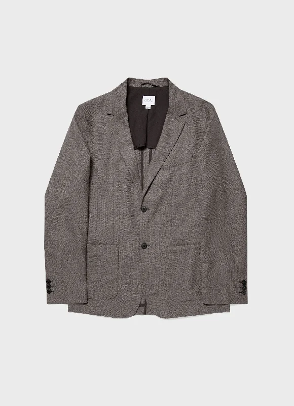 Final Clearance Men's Travel Wool Blazer in Dark Stone Melange