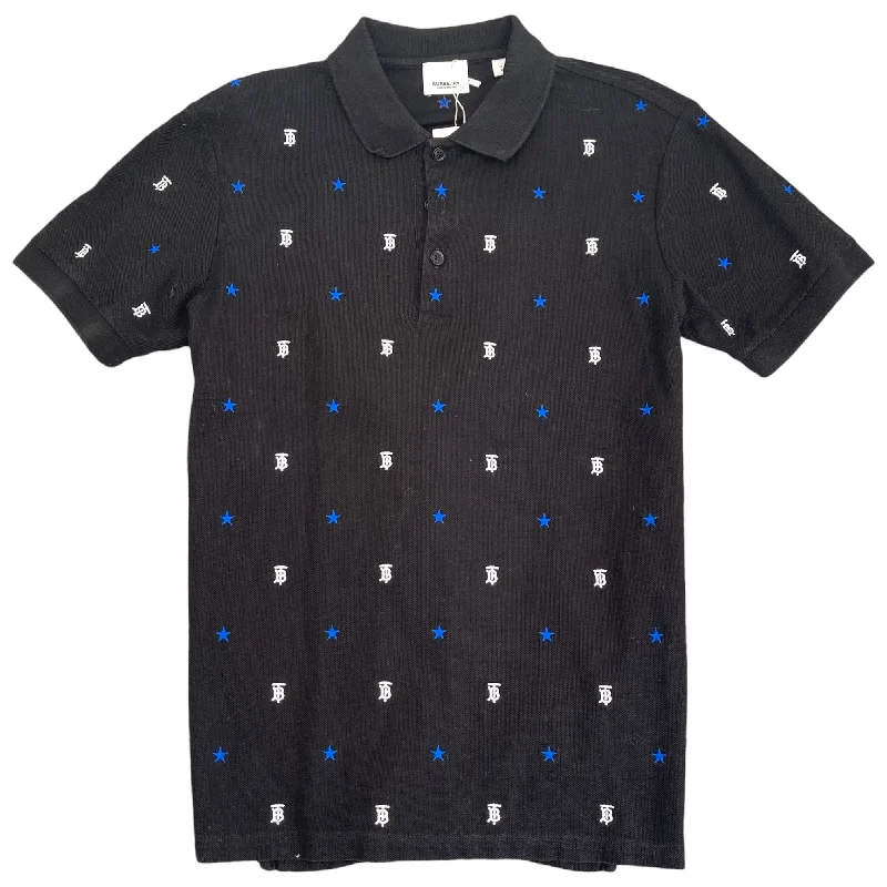 Year-End Sale Men's Embroidered Logo Polo Shirt Black Size S