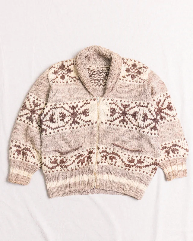 New Deal Beige and Brown Patterned Cardigan (M)