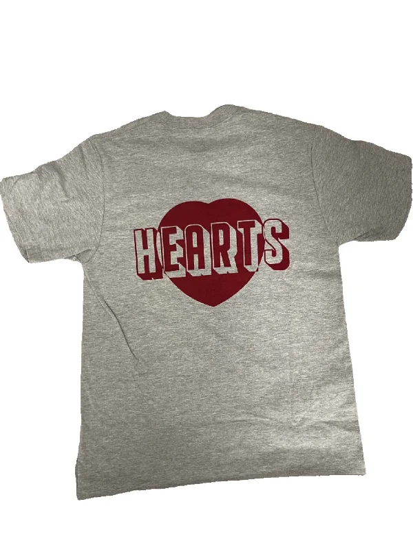 Weekend Bargains to Snag Grey HEARTS T-Shirt (logo on back of Shirt)