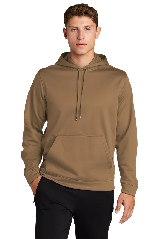 Weekend Deal Sport-Tek Mens Sport-Wick Moisture Wicking Fleece Hooded Sweatshirt Hoodie w/ Pouch Pocket - Woodland Brown