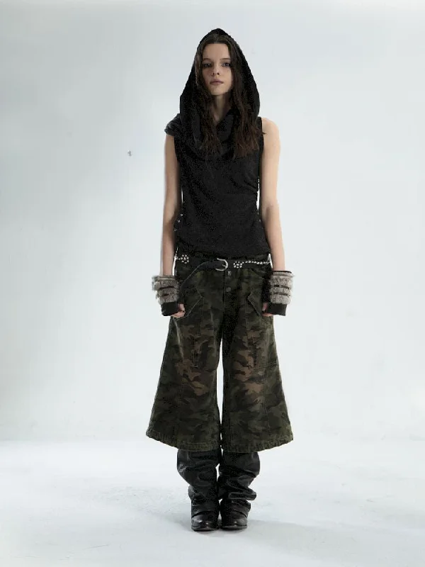 Referral Discount Camouflage Eight Point Flare Shorts【s0000007653】